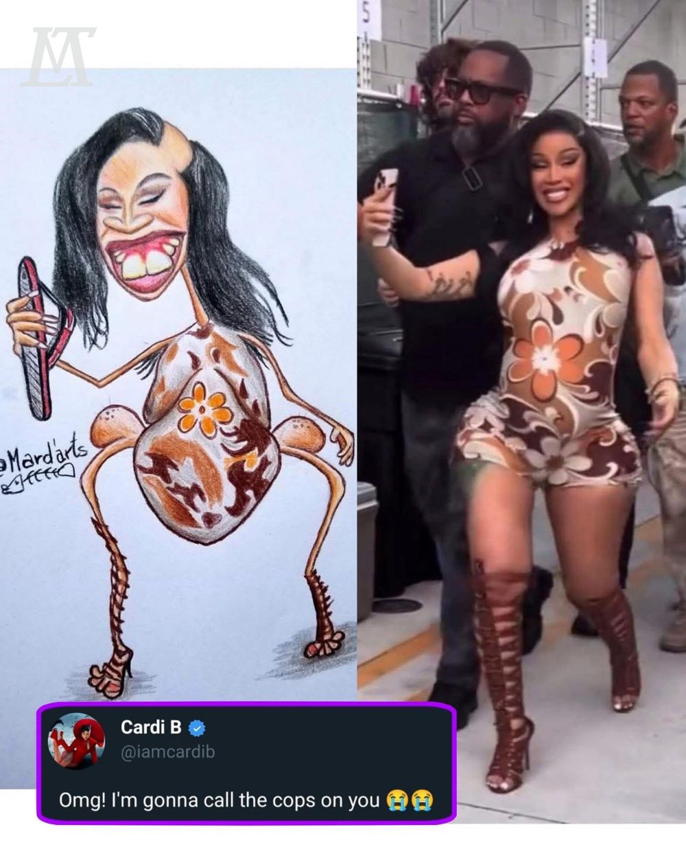 Seemingly harmless sketch makes Cardi B “crazy” — The female rapper burst into tears of laughter, repeatedly shouting “Oh my god! I’m going to call the police on you right now!” when she saw the viral fan art. The clip recording this humorous reaction went viral at a dizzying speed, causing netizens to constantly discuss: “No one reacts like Cardi B, she is a true Internet legend!” YN