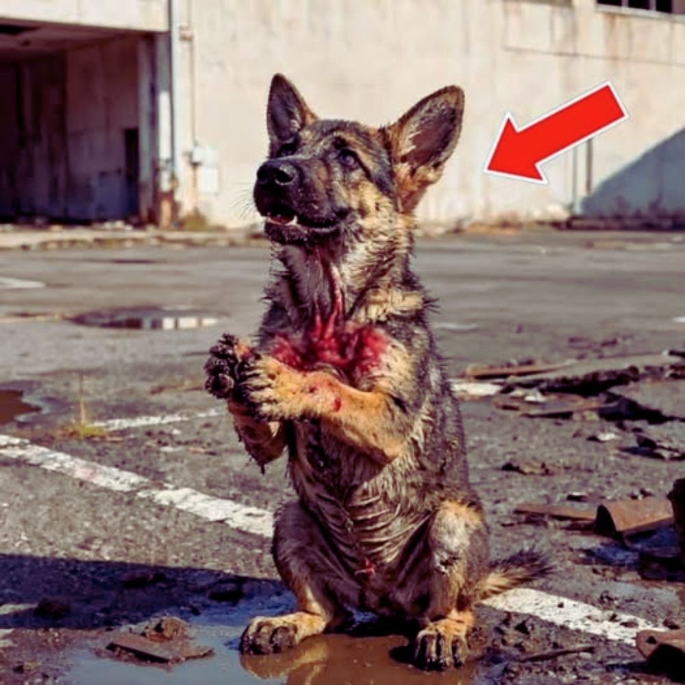 ¡Desgarrador! El pobre perro temblaba entre los escombros, con sangre en el cuello y sus pequeñas patas juntas como si suplicara por su vida… con la esperanza de que alguien lo abrazara aunque fuera una sola vez. YN