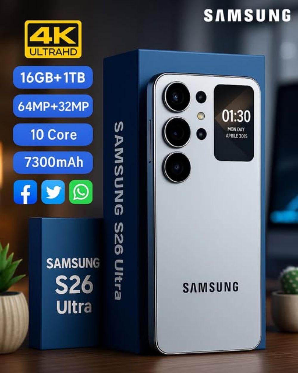 Samsung S26 Ultra 6G Coming Soon: 16GB RAM, 1TB Storage, Super Smooth 4K Screen – The New Generation of Smartphones Has Arrived! AL