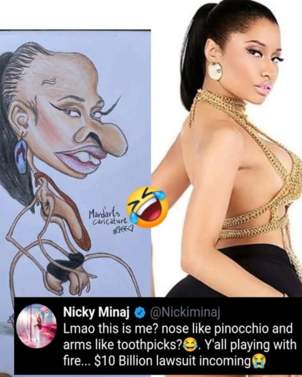 BREAKING NEWS: Nicki Minaj “Cries and Laughs” After Seeing Fan Art – Nose Like Pinocchio, Arms Like Toothpicks! YN
