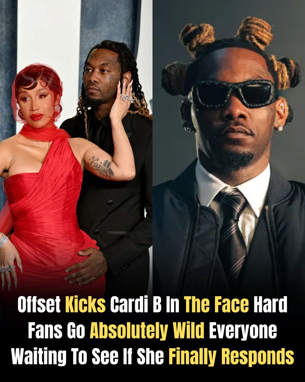 Offset Kicks Cardi B and Stefon Diggs Straight in the Face in “No Sweat” — “You a fool if you think that I’m hurt… how you married but still giving birth? Get some help bitch, you goin berserk.” The blunt rap lyrics caused a stir on social media, fans argued fiercely… But the most notable thing is Cardi B’s attitude right now: silent or will she respond? The entire online community is holding its breath watching every move, because the next drama can explode at any moment! YN
